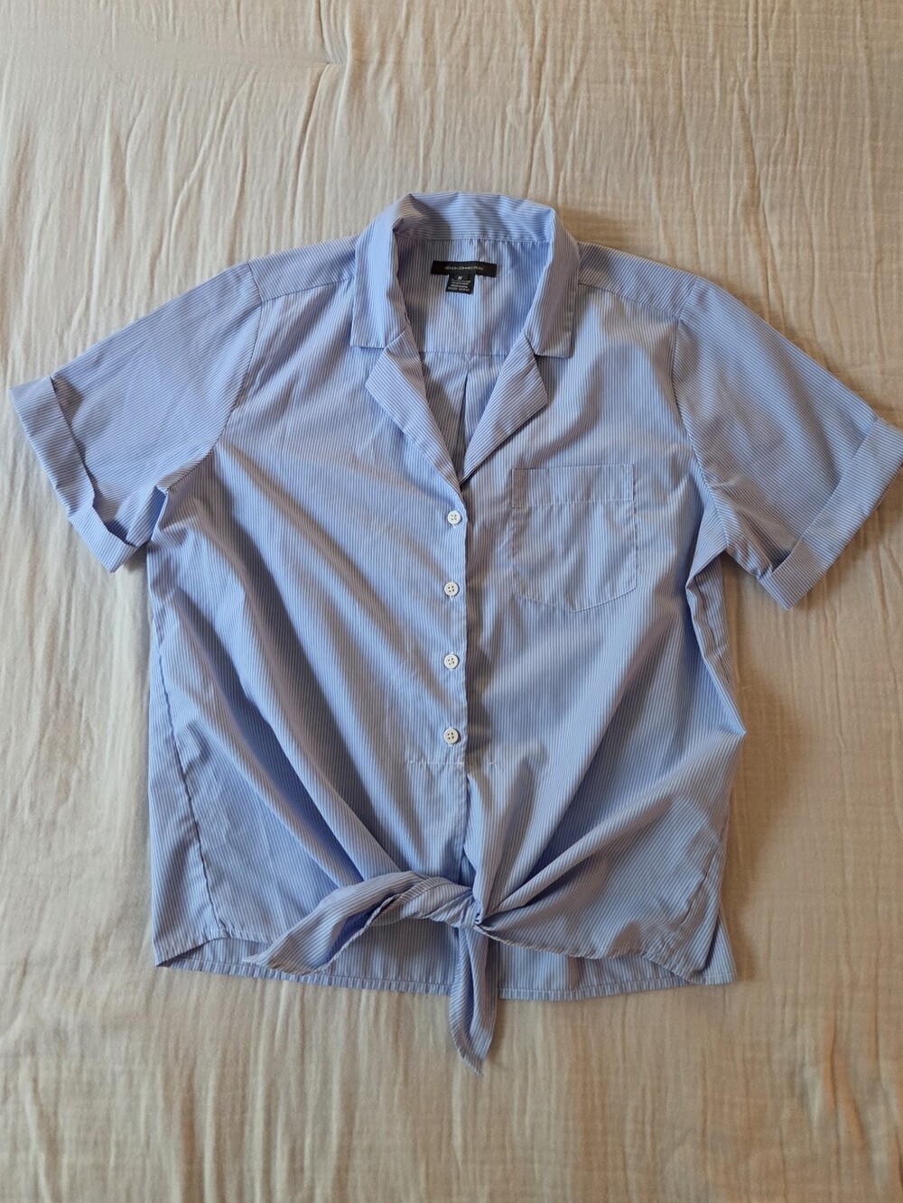 French Connection Light Blue Striped Button-Down Shirt Size M